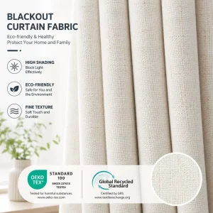 Modern 100% Blackout Thermal Window Drapes 2 Panels Rod Pocket Curtains Valances OEKO TEX Certified Flame Retardant Waterproof
