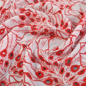 Modern 100% Polyester Breathable Eyelet Fabric White Customized Design All Embroidered Home Textile Wedding Decorate Girls