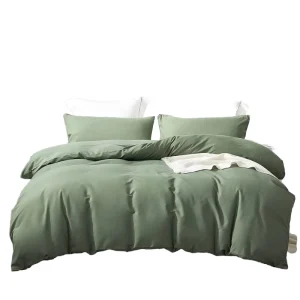 Modern 100% Washed Microfiber Duvet Cover Set Solid Color Soft and Breathable Comforter Simple Style Woven Techniques