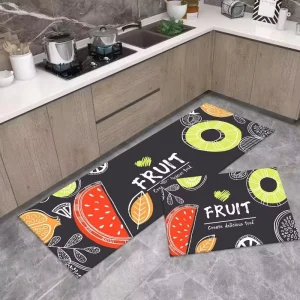 Modern 2 Piece Anti Fatigue Geometric Pattern Thin Kitchen Mat Set Quality Water Absorbent Non Slip Mats Kitchen