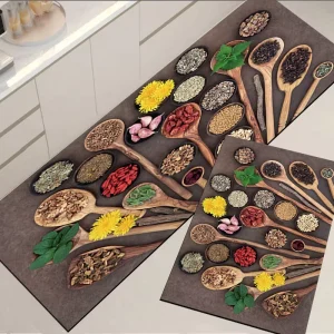 Modern 2-Piece Kitchen Rug Set Simple Washable Non-Slip Kitchen Mats with Waterproof Floor Rug Runner Doormat Made Foam Plastic