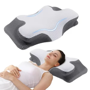 Modern 2-in-1 200TC Polyester Fiber+Memory Foam Cover Plush Butterfly Neck Cervical Pillow Memory Foam Slow Rebound Bed Pillows