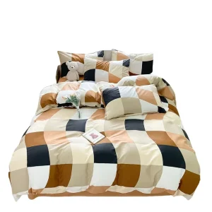 Modern 200TC Woven 100% Cotton Geometric Duvet Cover Set Black Brown 3 Piece Eco Friendly Anti Bacteria Hospital Home Hotel