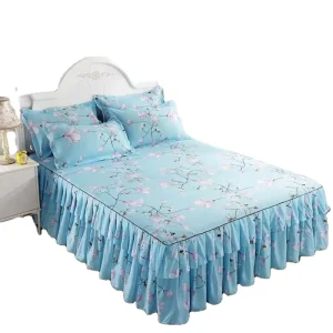 Modern 3 piece Duvet Cover Set Floral Linen Bedding Set Washed Polyester Bed Sheet Bed Skirt Set Bedroom Opp Bag