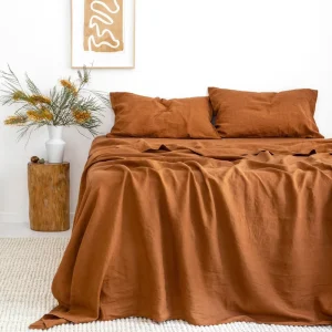 Modern 4-Piece Linen Sheets Set 100% Stone Washed Flax 300TC Silk Home Hotel Bed Sheet Woven Solid Pattern