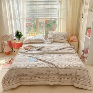 Modern 4-Piece Summer Cooling Soybean Fiber Quilt & Air Conditioner Comforter Machine Washable