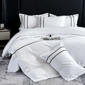 Modern 5 Star Motel Super Soft OEKO TEX Certified 200TC Cotton Bed Sheet Set 4 Piece Hotel Pillow Cases