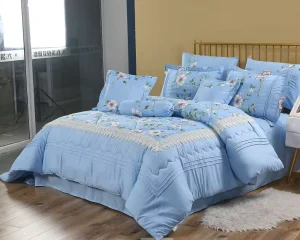 Modern 7 Piece Embroidery Comforter Set with Accessory Bedding for Bedroom