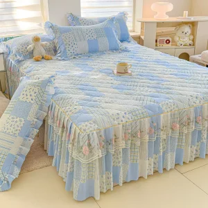 Modern A class Polyester Padded Single Bed Skirt for All Seasons Thickened Anti Bed Cover Three piece Customizable Set