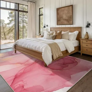 Modern Abstract Camping Travel Polyester Rug Anti Skid TPR Backing Low Pile Machine Washable Tufted Printing Machine Made