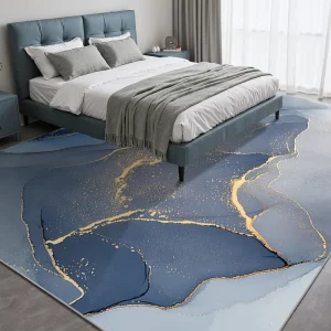 Modern Abstract Camping Travel Polyester Rug Printing Machine Made Anti Skid TPR Backing Low Pile Machine Washable Tufted