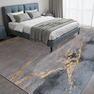 Modern Abstract Camping Travel Thin Polyester Rug Non Slip TPR Backing Low Pile Machine Washable Tufted Braided Machine Made