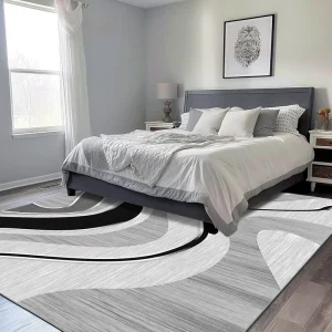Modern Abstract Custom Printed Tufted Braided Low Pile Polyester Faux Cashmere Pet Friendly Rug Machine Washable Anti Skid TPR