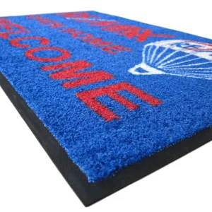 Modern Abstract Pattern Cut Pile Nylon Door Mat Stain Resistant Non Slip Rubber Backing Washable PET Friendly Custom Printed