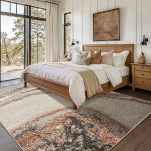 Modern Abstract Printing Polyester Rug Anti Skid TPR Backing Low Pile Cushioned Machine Washable Tufted Braided Camping Travel