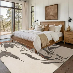 Modern Abstract Tufted Braided Polyester Faux Cashmere Rug Machine Washable Anti Skid TPR Backing Machine Made Pet Friendly
