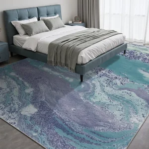 Modern Abstract Woven Polyester Rug Anti Skid TPR Backing Low Pile Machine Washable Tufted Braided Pet Friendly Machine Made
