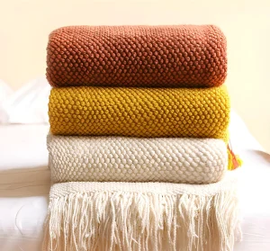 Modern All-Season Knitted Acrylic Sofa Throw Blanket for Office Nap Air Conditioning Beanbag Use