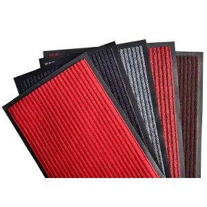 Modern Anti Fatigue Eco Friendly Woven Non Slip Floor Mats Striped Soft Polyester PVC coated Backing Machine Washable Front Door