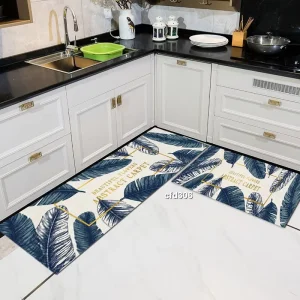 Modern Anti Fatigue Kitchen Floor Mat Set Machine Printed Crystal Velvet Fluffy Door Area Rugs for Home Decor