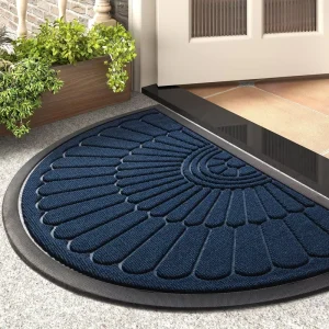 Modern Anti Slip Entrance Rug Half Circle Water Absorbent Outdoor Rubber Floor Mat Cushioned Washable for Home Hotel Office Use