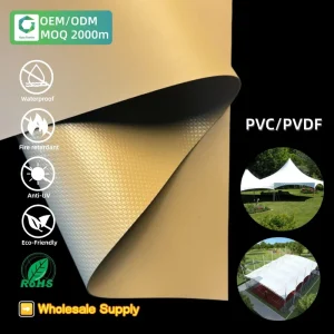 Modern Architectural Design Tensile PVDF Membrane Structure Fabric 900 1500GSM PVC Tarpaulin Roll