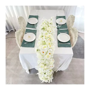 Modern Artificial Flower Table Runner for Home Party Wedding Decor
