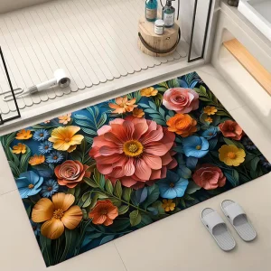 Modern Bath Mat Soft Thick Non Slip Rug Absorbent for Bathroom Machine Washable