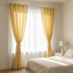 Modern Blackout Polyester Linen Wall Mount Curtains Motorized Smart Remote Control Translucent Custom Curtains for Crib Use