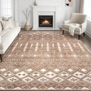 Modern Bohemian Abstract Geometric Pattern Non Slip Polyester Low Pile Machine Made 4mm Thick Customized Colors Sizes Area Rug