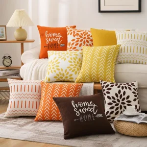 Modern Boho Decorative Cushion Cover Soft Polyester Floral Leaf Pattern Throw Pillowcase Accent Shell for Living Room