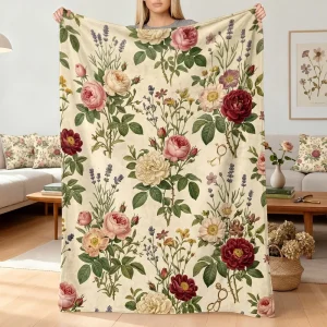 Modern Botanical Solid Knitted Flannel Throw Blanket Soft Warm Cozy Boho Home Hotel All-Season Premium Quality Bulk