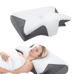 Modern Butterfly Shape Neck Cervical Pillow Custom Logo Deep Sleep Memory Foam Breathable Durable Non-Collapsed 200TC
