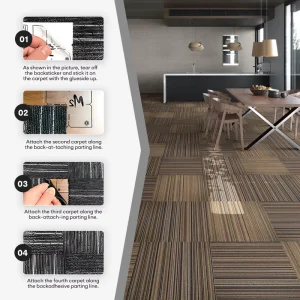Modern Carpet Tile Wooden Pattern Easy Stain Removal Cut Pile Squares Modular Carpet Tiles
