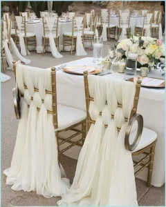 Modern Chair Back Decor Polyester Organza Fabric Chiffon Sashes for Wedding Banquet Event Hotel Party Washable