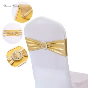 Modern Chair Sash Covers for Wedding and Event Decor Stretch Band with Buckle Indoor Outdoor Use