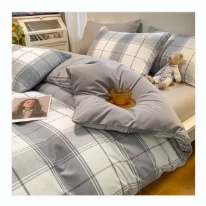 Modern Checkered Patterns Super King Flat Fitted Bed Sheet Set Printed Duvet Cover Bedding Sets