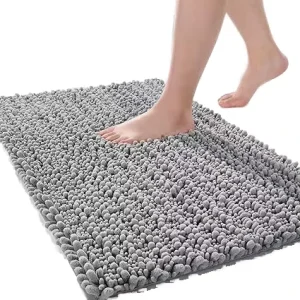 Modern Comfortable Non Slip Chenille Bath Mat Water Absorbing Bathroom Carpet with Novel Pattern for Home Hotel for Toilet Area