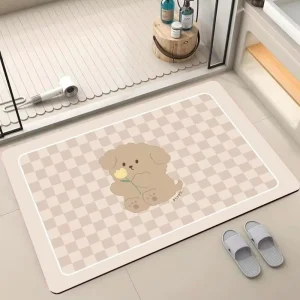 Modern Comfortable Non Slip Water Absorbing Polyester Bathroom Carpet Machine Made PET Friendly Eco Friendly Home Area Bath Rug
