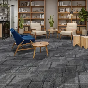 Modern Commercial Polypropylene Office Carpet Tiles Fireproof Antibacterial Cushioned Loop Pile Puzzle Style Bitumen Home