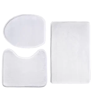 Modern Cotton Machine Made Eco Friendly Non Slip Solid Pattern 3 Piece Bathroom Rugs Set