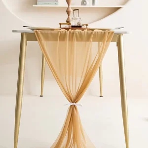 Modern Cross border Glossy Tulle Solid Color Sheer Fabric Table Runner Tablecloth Wedding Holiday Party Decor Customizable