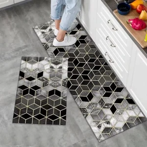 Modern Crystal Velvet Kitchen Rug Soft Absorbent Floor Mat for Bathroom Laundry Room Sink Area Waterproof Non Slip