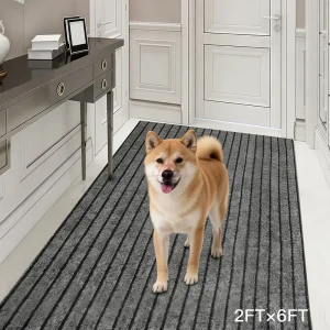 Modern Cushioned Non slip Striped Runner Rug for Hallway High Density Polyester Waterproof Washable Eco Friendly Reversible TPR