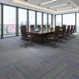 Modern Cushioned Polyester Carpet Tiles Striped Washable for Commercial Office Flooring Antimicrobial & Stain Resistant