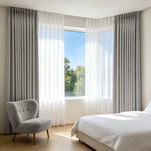 Modern Custom Motorized Smart Curtains Remote Control Waterproof Washable Blackout Polyester Linen Wall Mount for Home Cafe Use