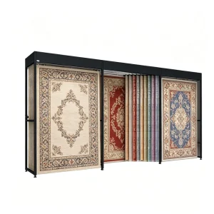 Modern Customized Large Capacity Pull Rug Holder Factory Direct Sliding Carpet Display Rack Fabric Blanket Organizer for