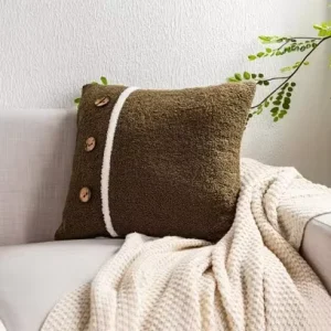 Modern Decorative Living Room Sofa Throw Pillow Faux Fur Button Cushion Covers Super Soft Cushions for Home Decor