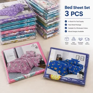 Modern Design 100% Polyester Printed 3PCS Bed Sheet Set King Size Printed Flat Sheet Set