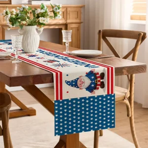 Modern Design Easily Clean Reusable Custom Printed 100% Cotton Canvas Table Runners for Kitchen